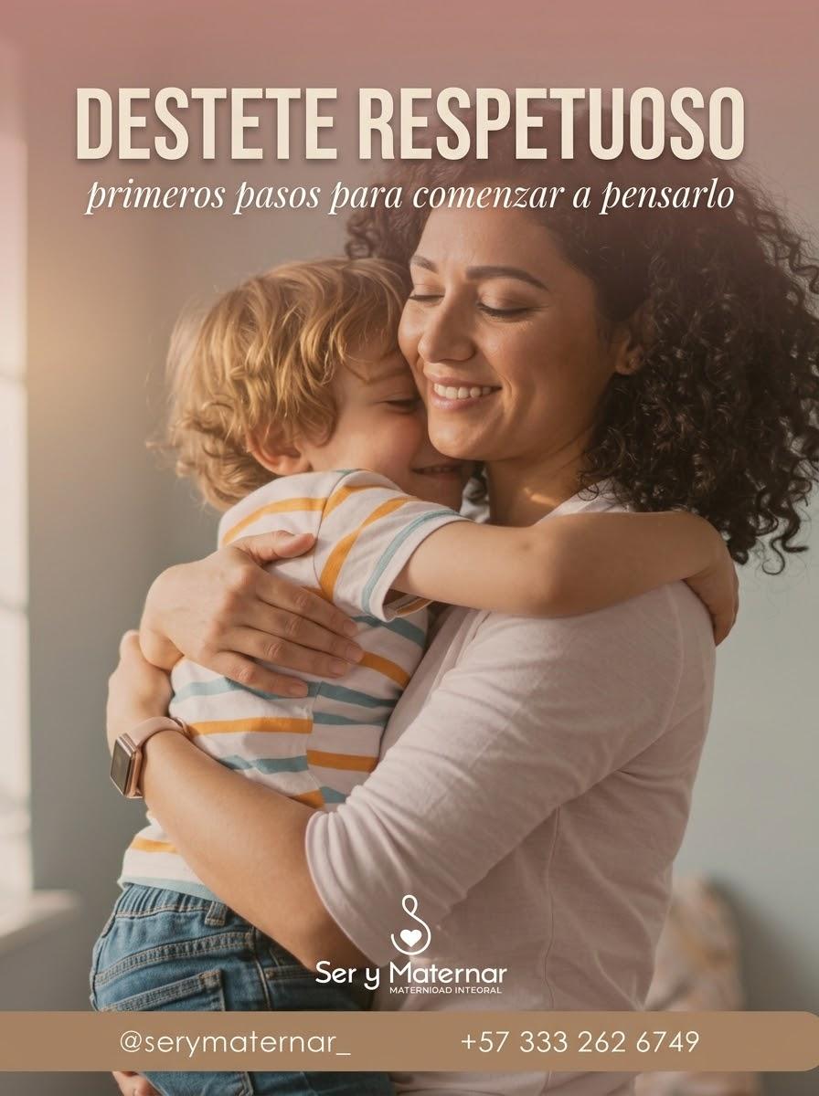 Portada de la guía Destete respetuoso: una mamá abraza a su hijo pequeño